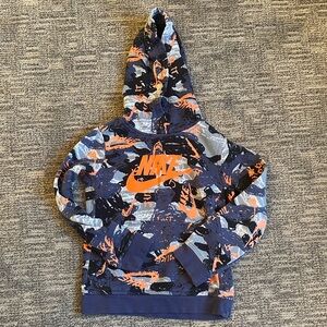 Nike Kids' Camouflage Blue and Orange Hoodie